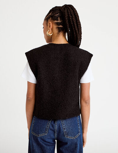 Gilet sans manches effet polaire noir femme