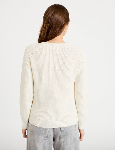 Pull manches longues ecru femme