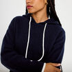 Pull &agrave; capuche bleu marine femme