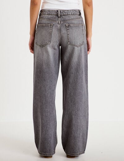Jean wide leg taille basse denim gris femme