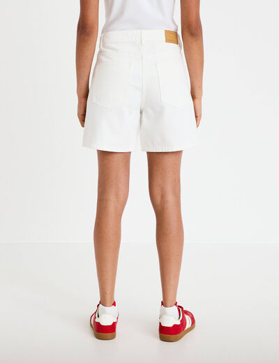 Bermuda regular 5 poches en jean denim blanc femme