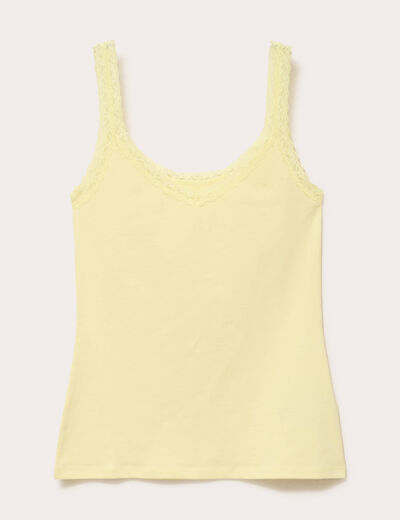 D&eacute;bardeur d&eacute;tails dentelle jaune clair femme