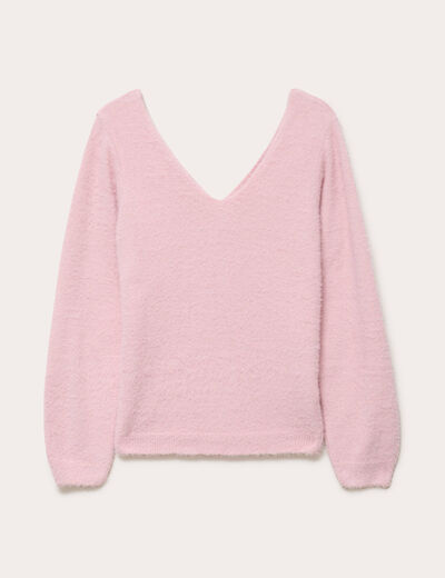 Pull d&eacute;tails coeur rose pastel femme