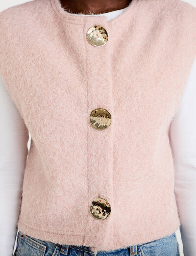 Gilet sans manches effet polaire rose clair femme