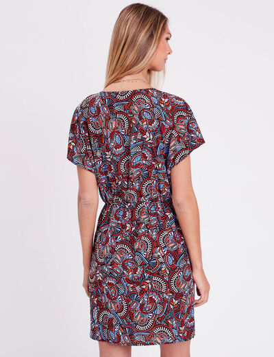 Robe portefeuille avec noeud noir femme