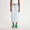 Jupe droite midi en jean 5 poches denim bleach femme