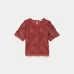 T-shirt manches courtes aspect dentelle vieux rose femme