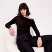 T-shirt ajust&eacute; manches longues noir femme