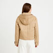 Trench droit court &agrave; capuche amovible beige femme
