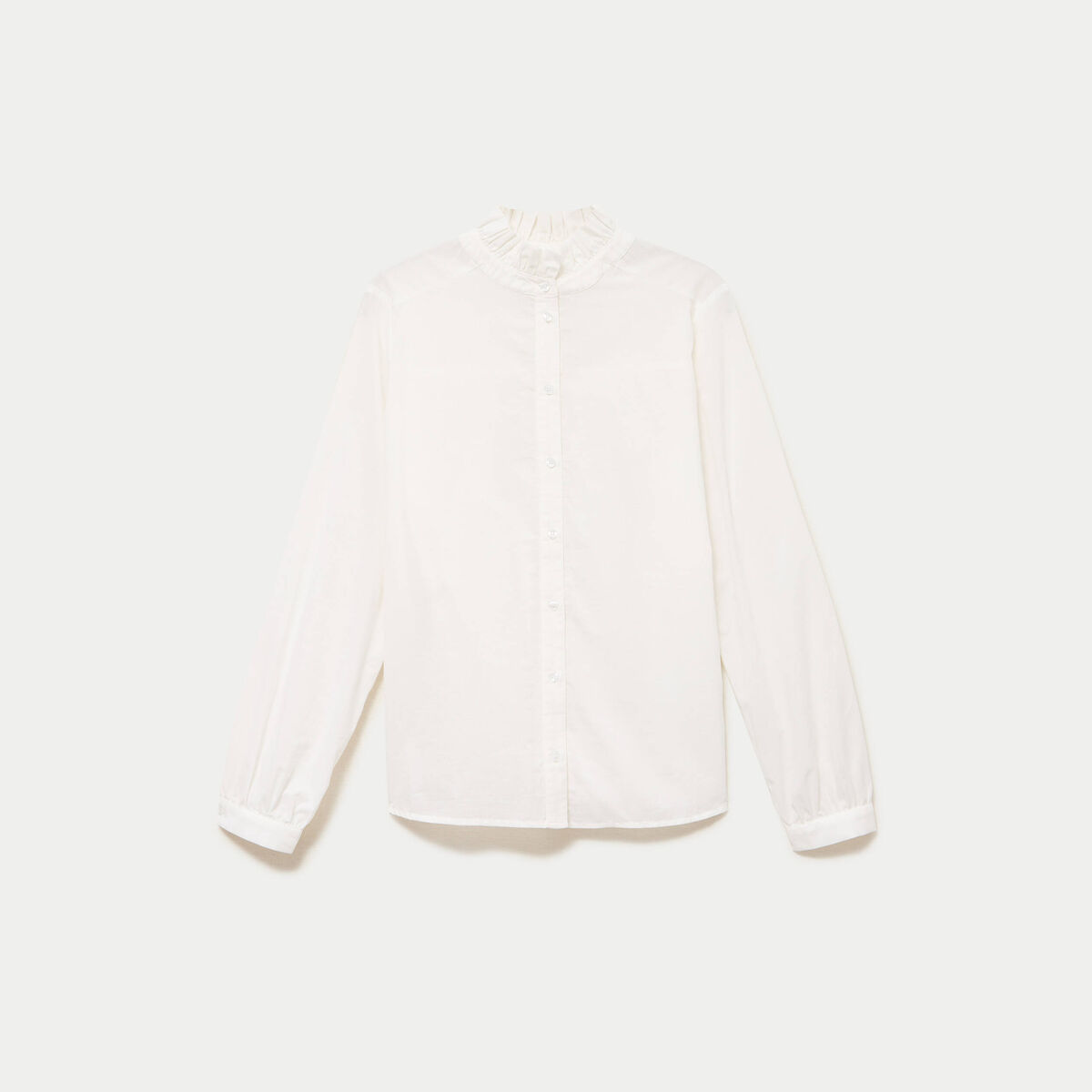 Chemise col montant manches longues ecru femme