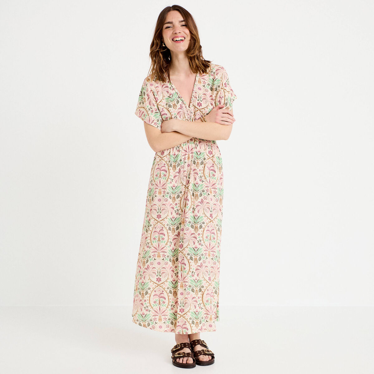 Robe longues manches courtes blanc femme