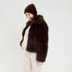 Veste courte en fausse fourrure marron fonc&eacute; femme