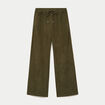Pantalon bootcut taille standard velours vert kaki femme