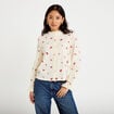 Chemise droite broderie manches longues ecru femme