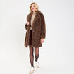 Manteau fausse fourrure marron femme