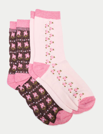 Lot 2 paires de chaussettes marron fonc&eacute; femme