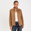 Chemise aspect daim marron clair femme