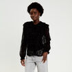 Blouse dentelle et studs noir femme