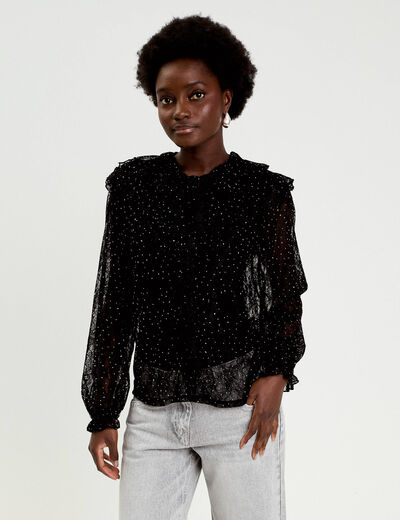 Blouse dentelle et studs noir femme