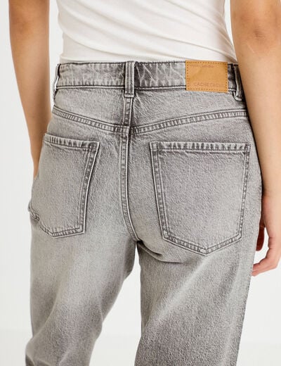 Jean droit taille standard denim gris femme
