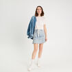 T-shirt d&eacute;tail noeud ecru femme