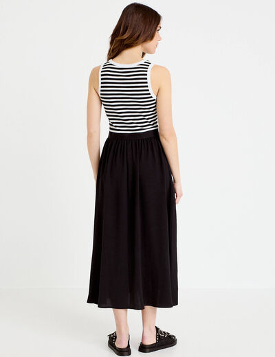 Robe longue effet 2-en-1 bleu marine femme