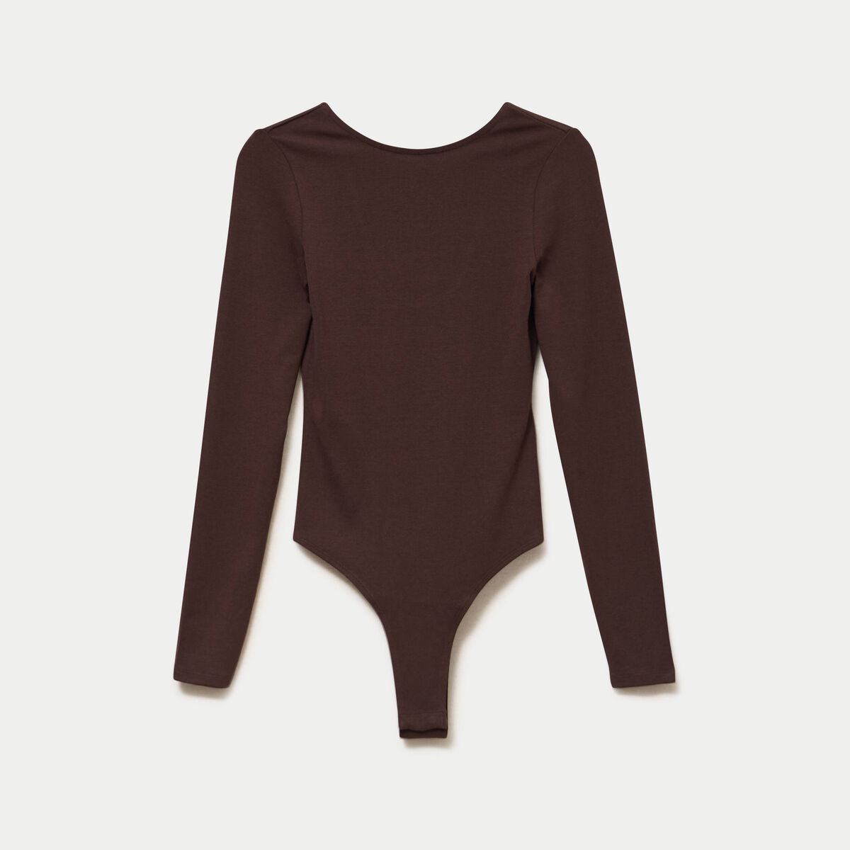 Body cintr&eacute; manches longues bateau marron fonc&eacute; femme