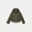 Veste droite &agrave; capuche manches longues vert kaki femme
