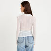 Top ajust&eacute; col montant dentelle ecru femme