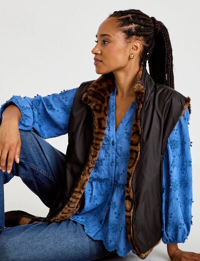Veste r&eacute;versible sans manches noir femme
