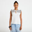 Blouse d&eacute;collet&eacute; sans manches brod&eacute;e noir femme