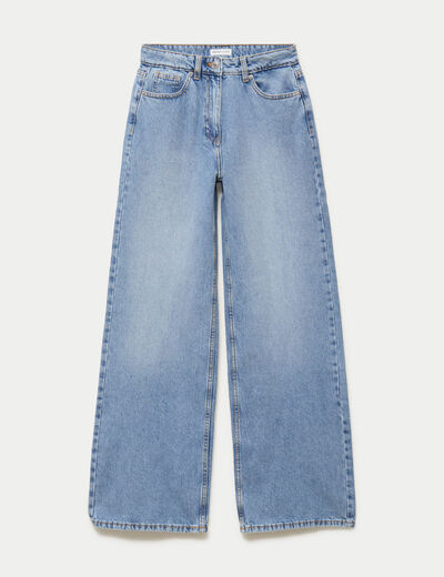 Jeans wide leg taille haute denim double stone femme