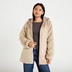 Parka r&eacute;versible 3/4 &agrave; capuche beige femme