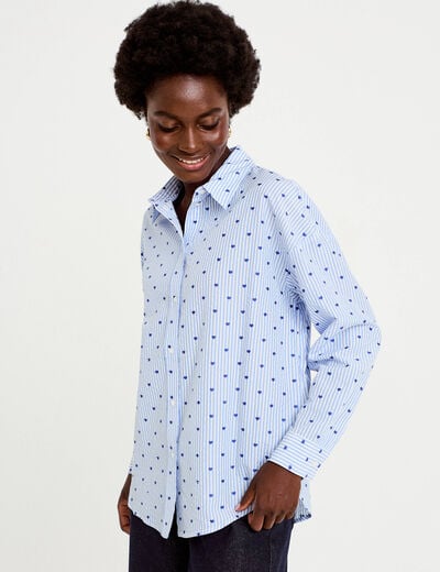 Chemise oversize manches longues bleu femme