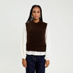 Pull sans manches marron fonc&eacute; femme