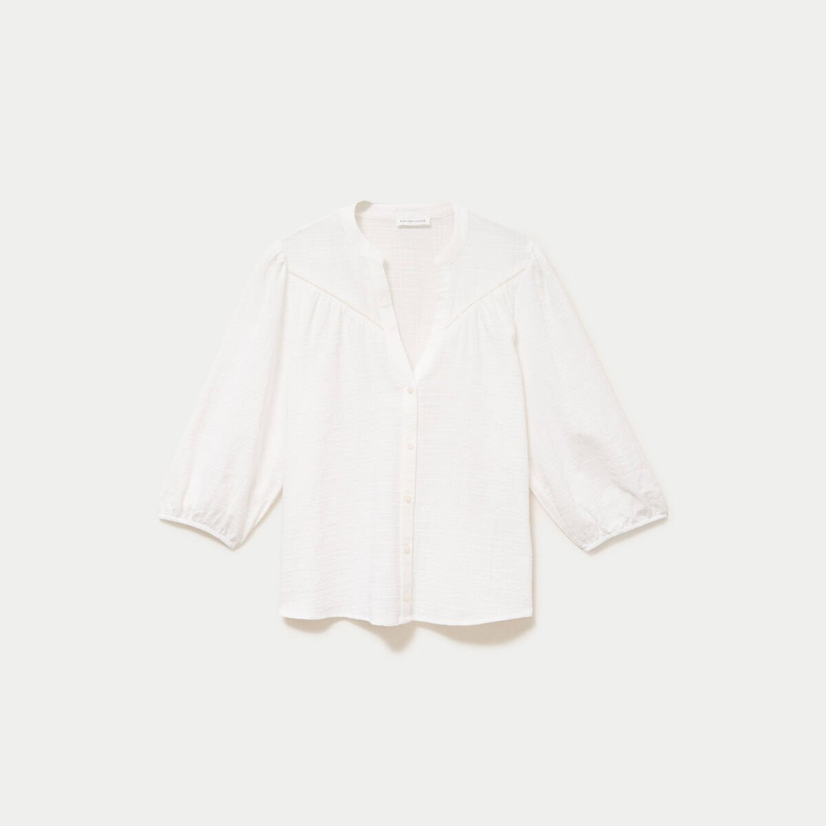 Blouse ample col v manches 3/4 ecru femme