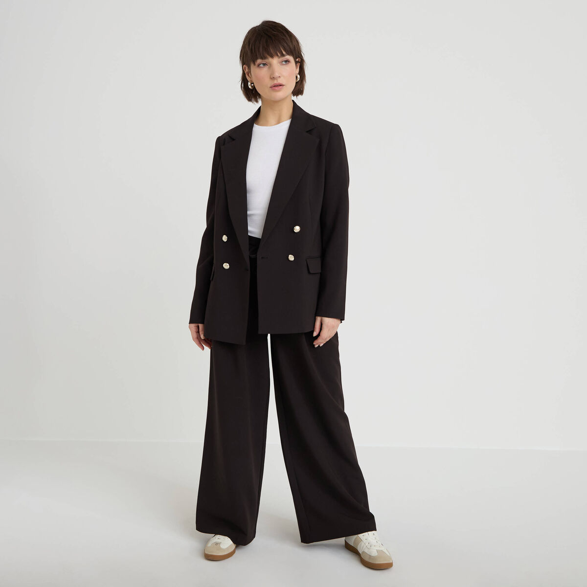 Pantalon large fluide noir femme