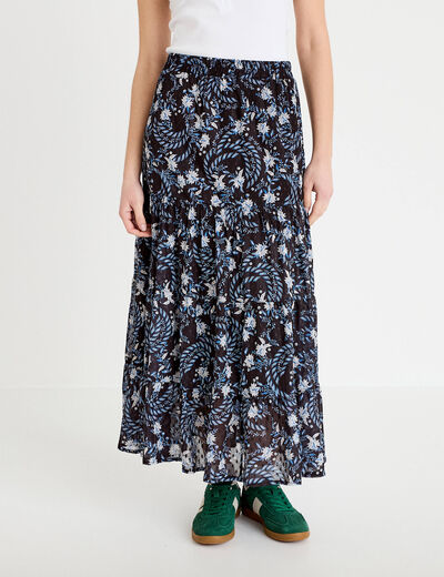 Jupe longue fluide noir femme