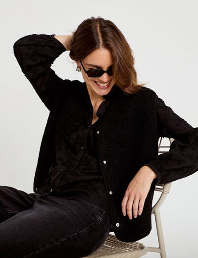 Gilet sans manches effet polaire noir femme