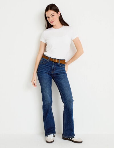 Jean bootcut avec ceinture amovible denim stone femme