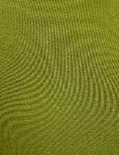 T-shirt cintr&eacute; col rond manches longues vert fonc&eacute; femme