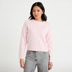 Pull col rond manches longues rose clair femme