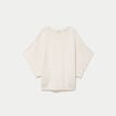 Pull oversize col rond manches courtes ecru femme