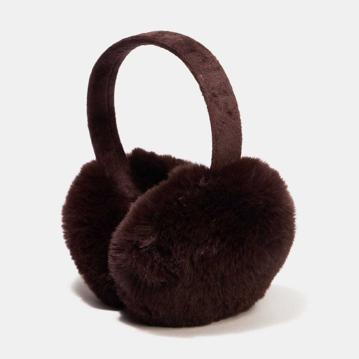 Cache-oreilles fausse fourrure marron fonc&eacute; femme