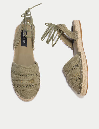 Sandales aspect chin&eacute; vert kaki femme