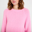 Pull ample col rond manches longues rose femme