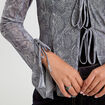 T-shirt manches longues noeuds bleu gris femme