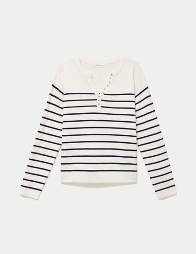 Pull fin manches longues bleu marine femme
