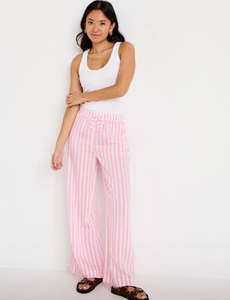 Pantalon large fluide taille standard rose femme
