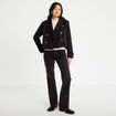 Trench droit court col tailleur noir femme